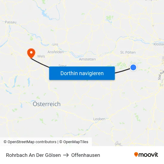 Rohrbach An Der Gölsen to Offenhausen map