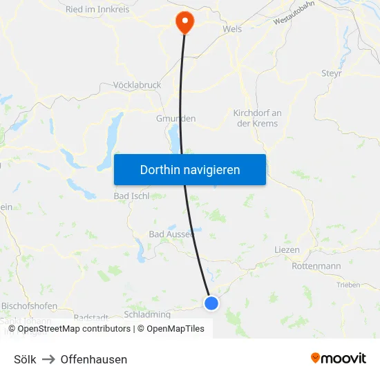 Sölk to Offenhausen map