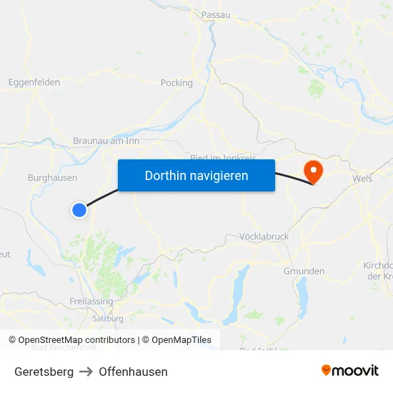 Geretsberg to Offenhausen map