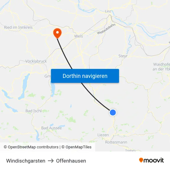 Windischgarsten to Offenhausen map