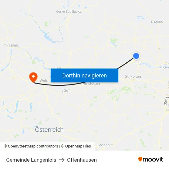 Gemeinde Langenlois to Offenhausen map
