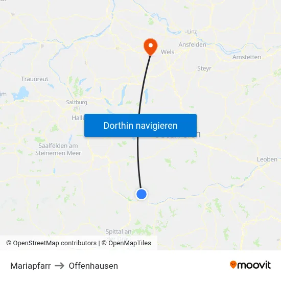 Mariapfarr to Offenhausen map