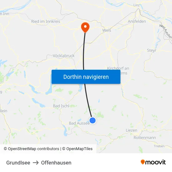 Grundlsee to Offenhausen map