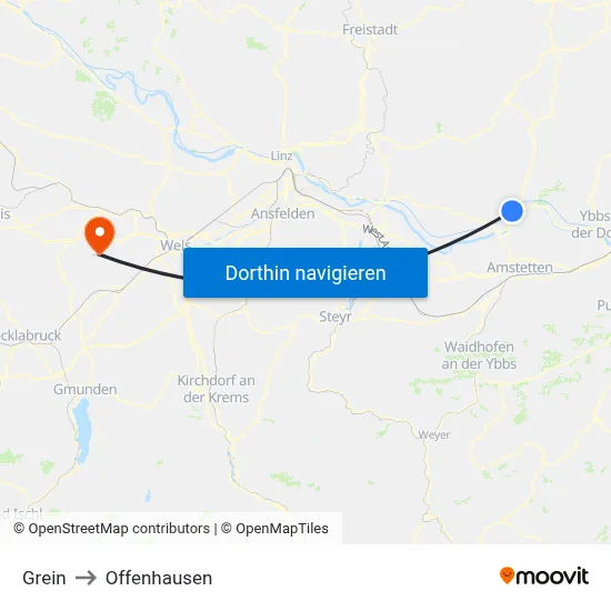 Grein to Offenhausen map