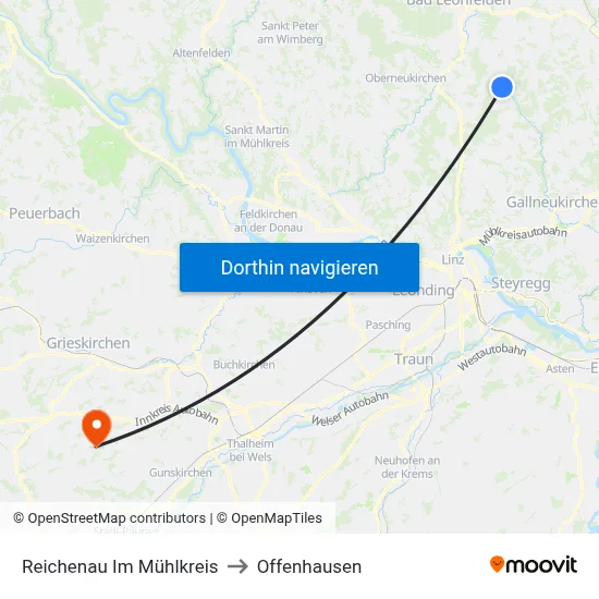Reichenau Im Mühlkreis to Offenhausen map
