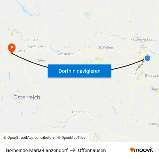 Gemeinde Maria-Lanzendorf to Offenhausen map