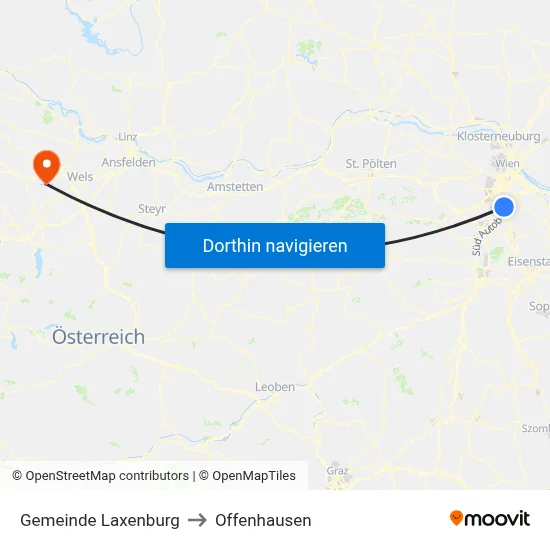 Gemeinde Laxenburg to Offenhausen map