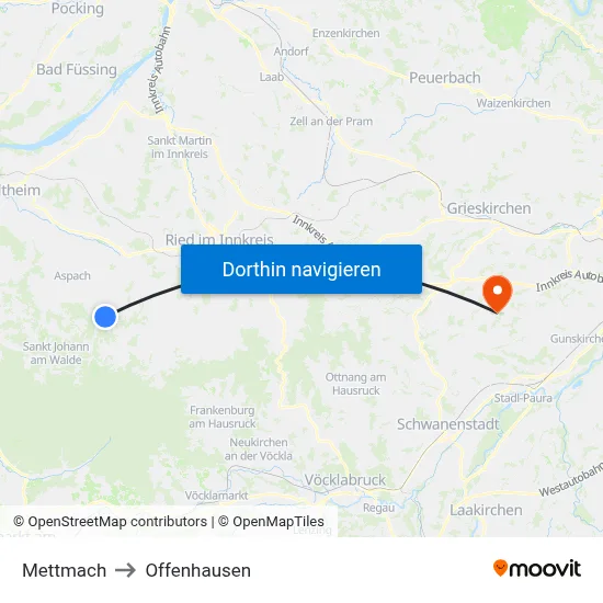 Mettmach to Offenhausen map