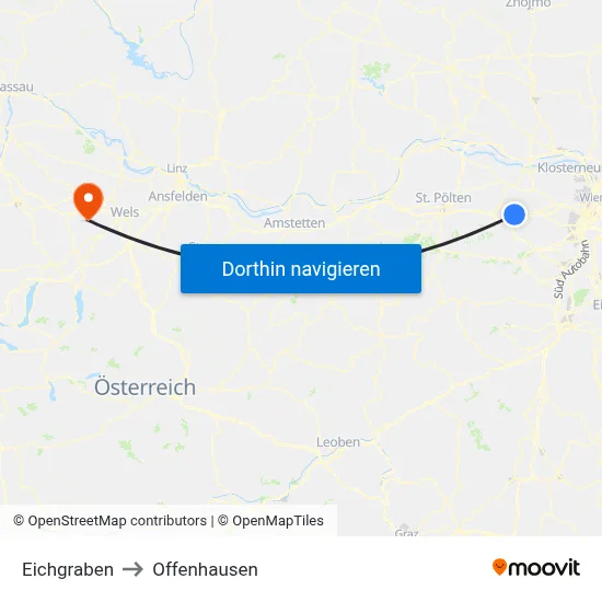 Eichgraben to Offenhausen map