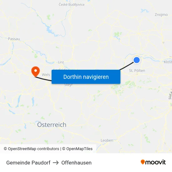 Gemeinde Paudorf to Offenhausen map