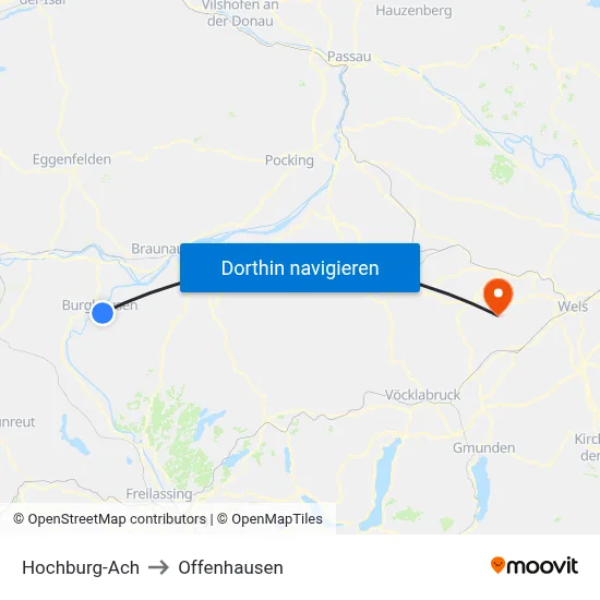 Hochburg-Ach to Offenhausen map