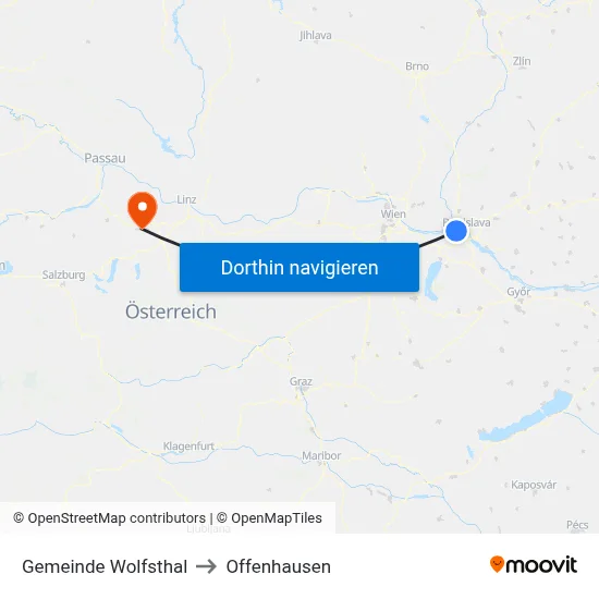 Gemeinde Wolfsthal to Offenhausen map