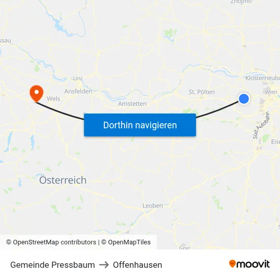 Gemeinde Pressbaum to Offenhausen map