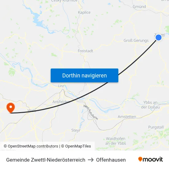 Gemeinde Zwettl-Niederösterreich to Offenhausen map