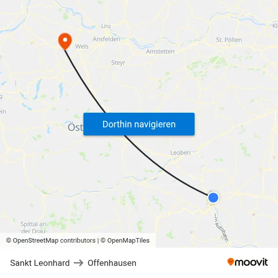 Sankt Leonhard to Offenhausen map