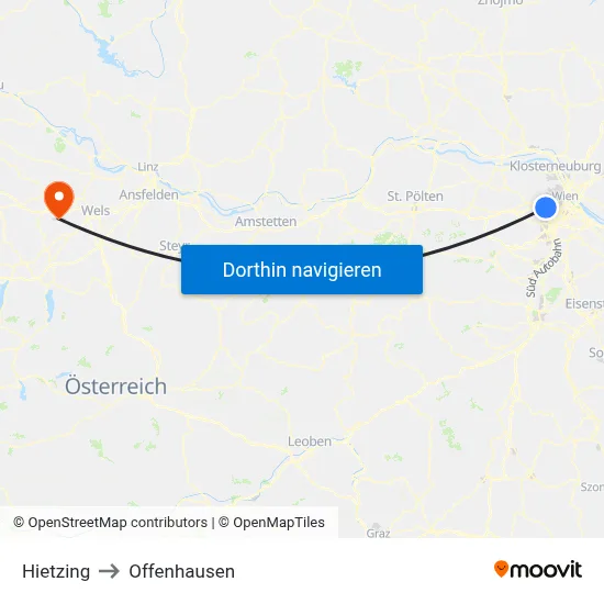 Hietzing to Offenhausen map