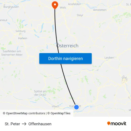 St. Peter to Offenhausen map