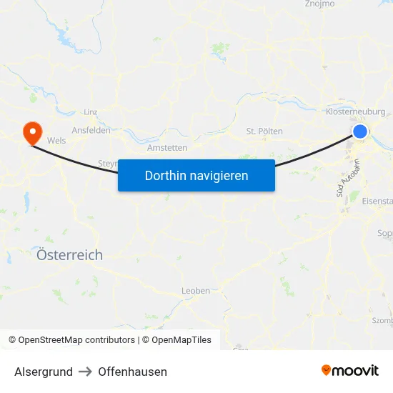Alsergrund to Offenhausen map