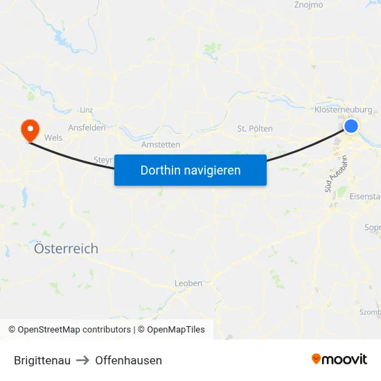 Brigittenau to Offenhausen map