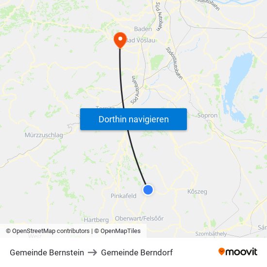 Gemeinde Bernstein to Gemeinde Berndorf map