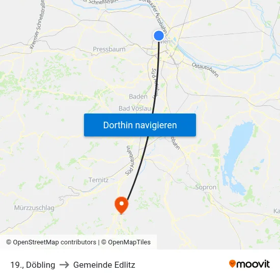 19., Döbling to Gemeinde Edlitz map