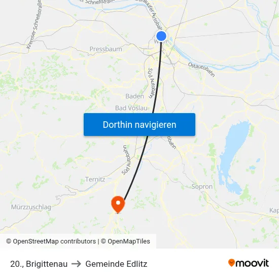 20., Brigittenau to Gemeinde Edlitz map