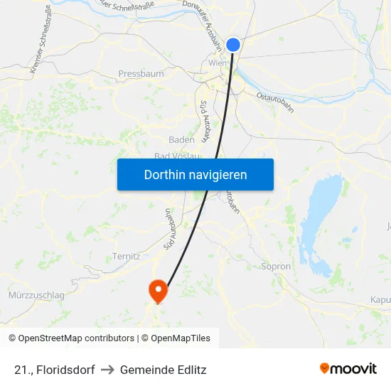 21., Floridsdorf to Gemeinde Edlitz map