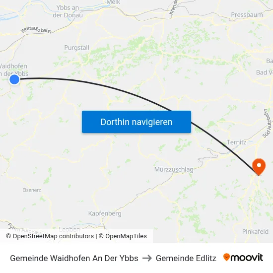 Gemeinde Waidhofen An Der Ybbs to Gemeinde Edlitz map