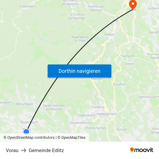 Vorau to Gemeinde Edlitz map