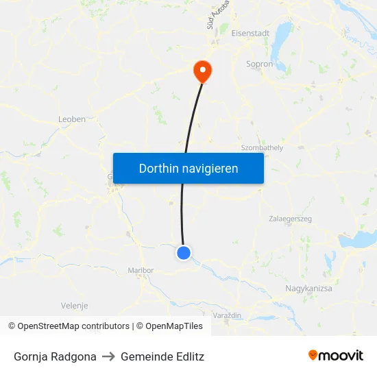 Gornja Radgona to Gemeinde Edlitz map
