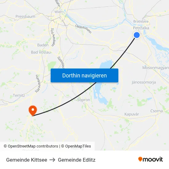 Gemeinde Kittsee to Gemeinde Edlitz map