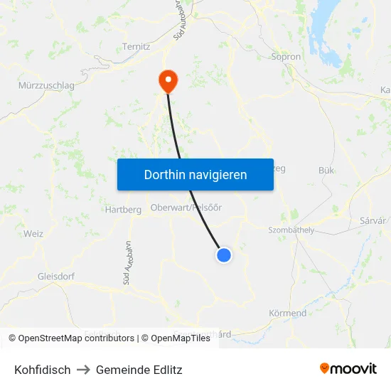 Kohfidisch to Gemeinde Edlitz map