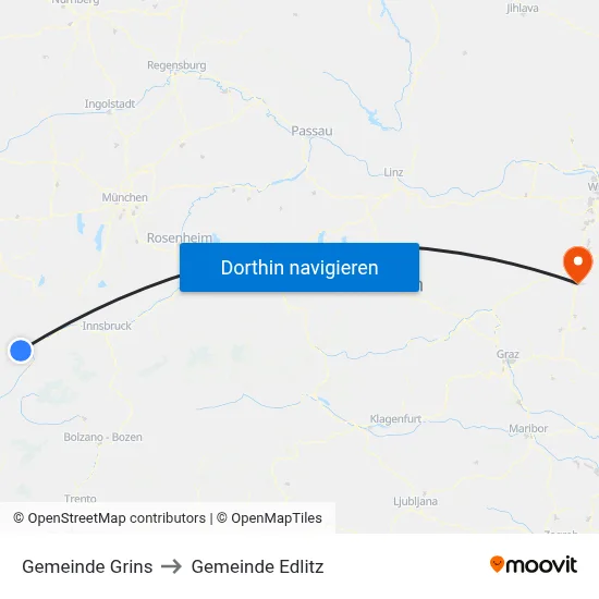 Gemeinde Grins to Gemeinde Edlitz map