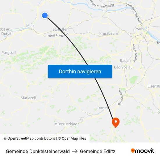 Gemeinde Dunkelsteinerwald to Gemeinde Edlitz map