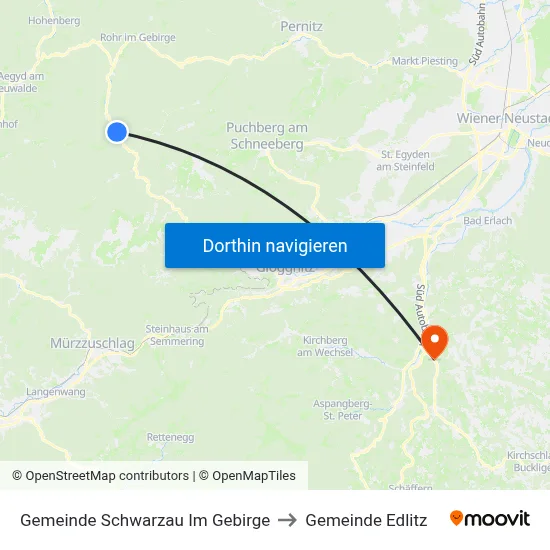 Gemeinde Schwarzau Im Gebirge to Gemeinde Edlitz map