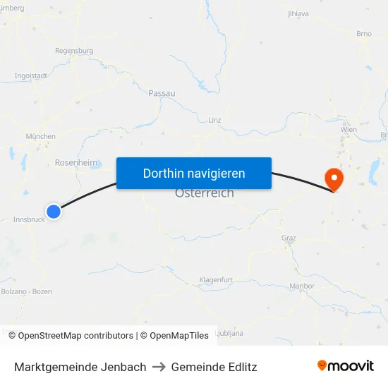 Marktgemeinde Jenbach to Gemeinde Edlitz map