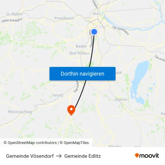 Gemeinde Vösendorf to Gemeinde Edlitz map