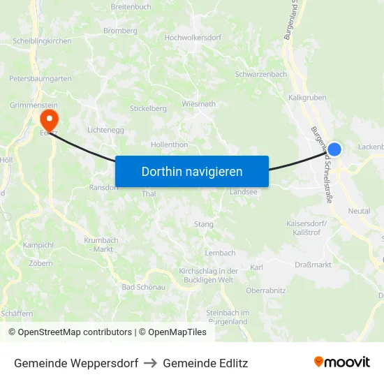 Gemeinde Weppersdorf to Gemeinde Edlitz map