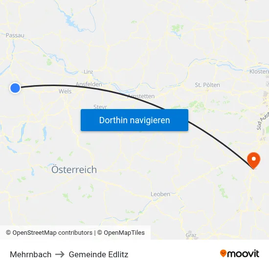 Mehrnbach to Gemeinde Edlitz map