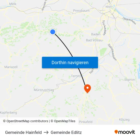 Gemeinde Hainfeld to Gemeinde Edlitz map