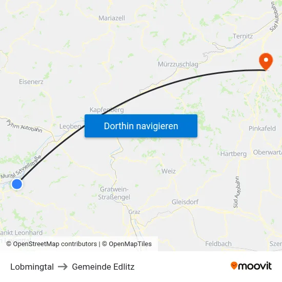 Lobmingtal to Gemeinde Edlitz map