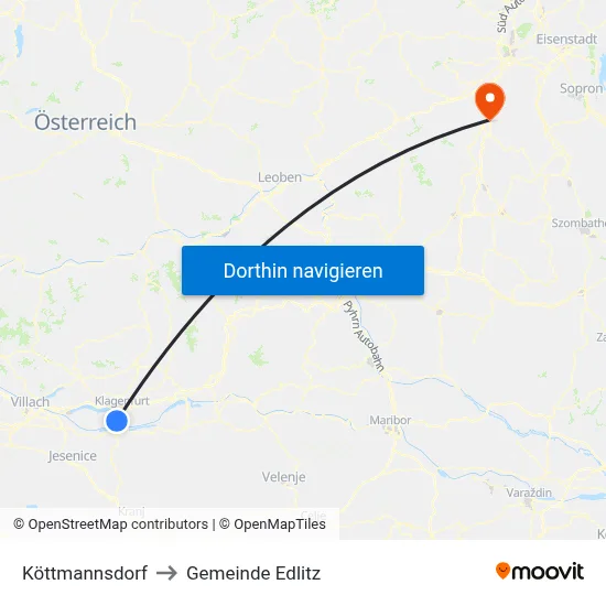 Köttmannsdorf to Gemeinde Edlitz map