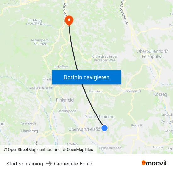 Stadtschlaining to Gemeinde Edlitz map