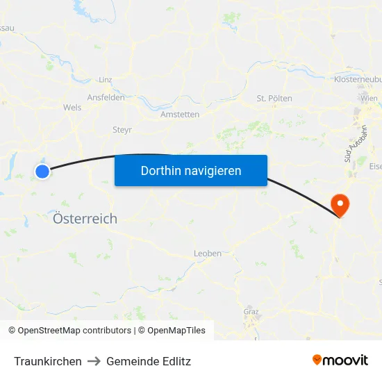 Traunkirchen to Gemeinde Edlitz map