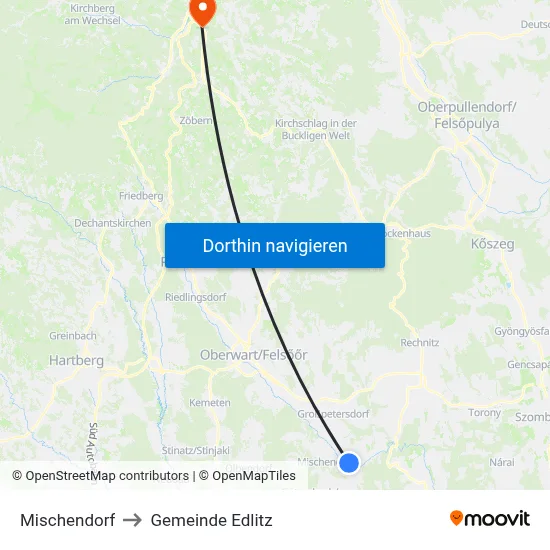 Mischendorf to Gemeinde Edlitz map