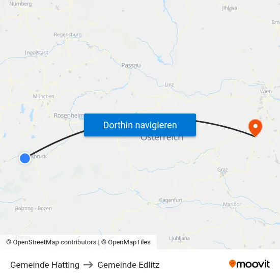 Gemeinde Hatting to Gemeinde Edlitz map