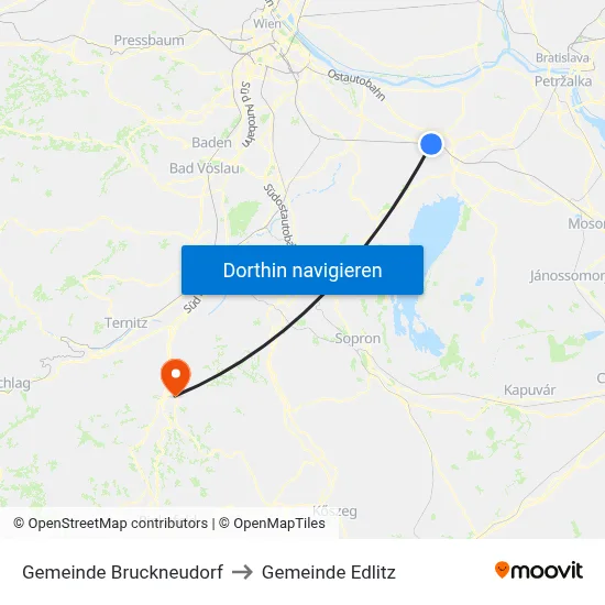 Gemeinde Bruckneudorf to Gemeinde Edlitz map