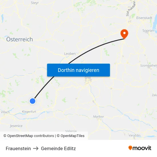 Frauenstein to Gemeinde Edlitz map