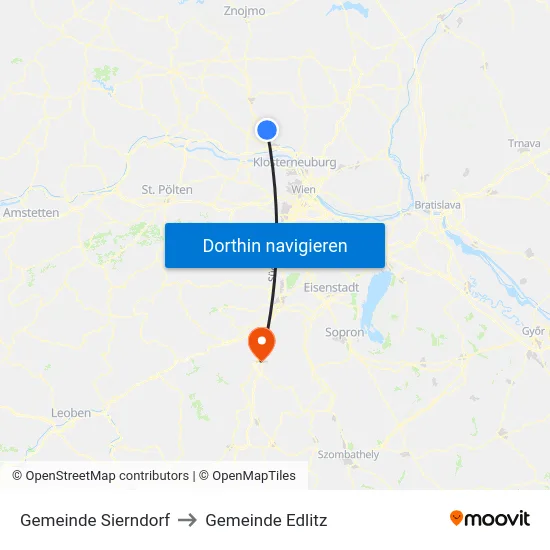 Gemeinde Sierndorf to Gemeinde Edlitz map