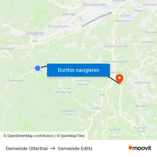 Gemeinde Otterthal to Gemeinde Edlitz map